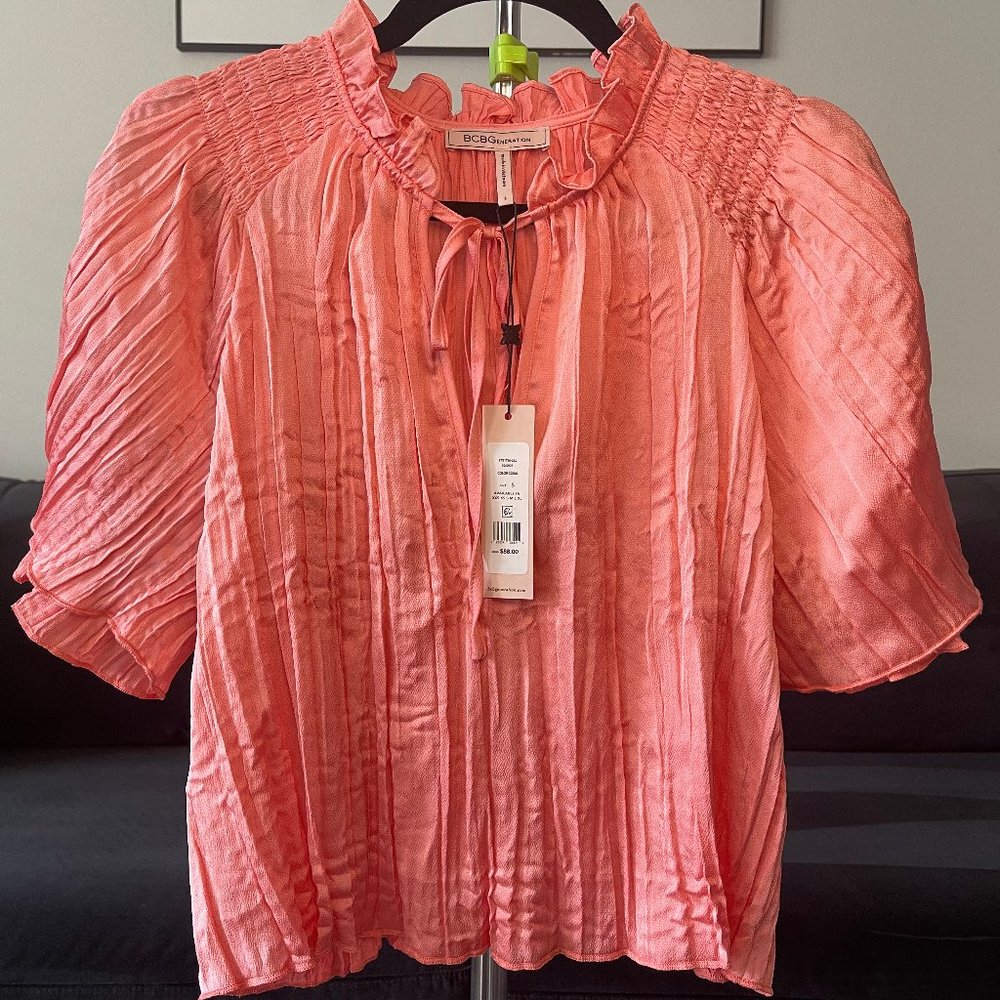 BCBGeneration Pleated Pink Blouse